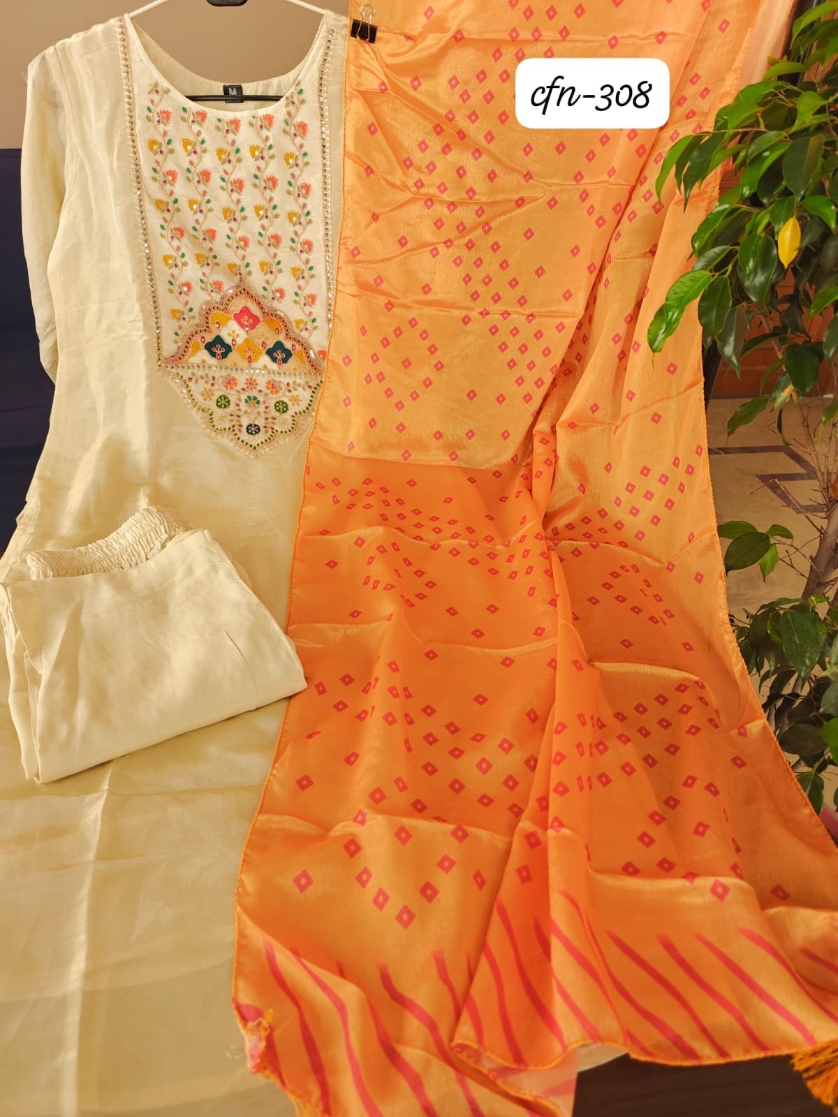 CFN-308:Pure Tissue silk kurti - Image 3