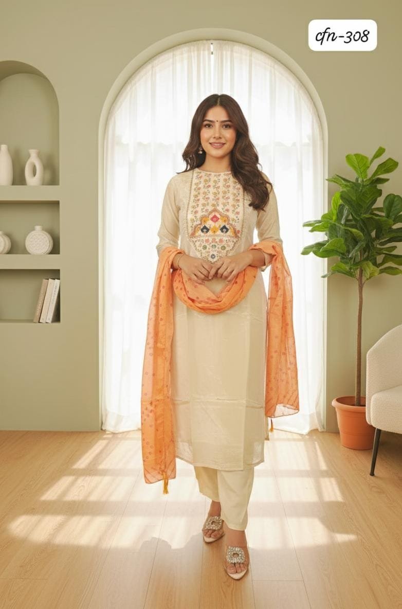 CFN-308:Pure Tissue silk kurti - Image 8