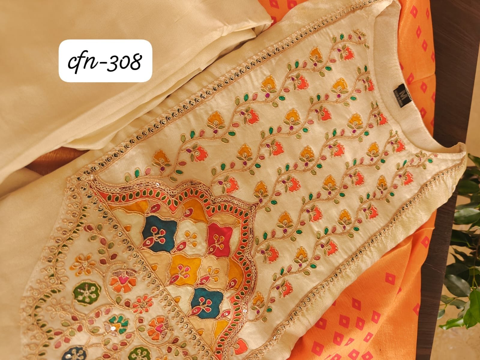 CFN-308:Pure Tissue silk kurti - Image 2