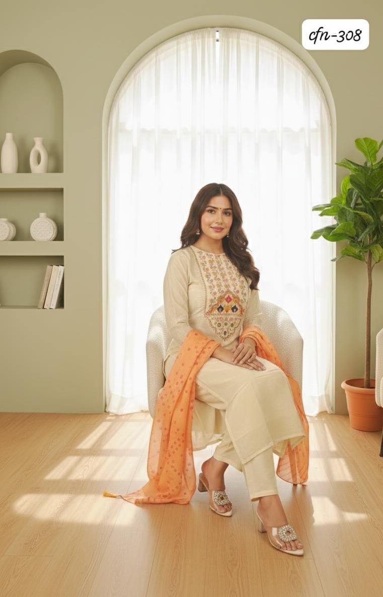 CFN-308:Pure Tissue silk kurti - Image 4